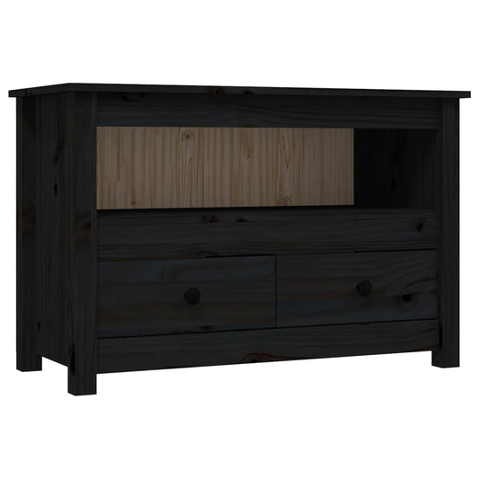 TV-skab Sort 79x35x52 cm Massiv Fyr