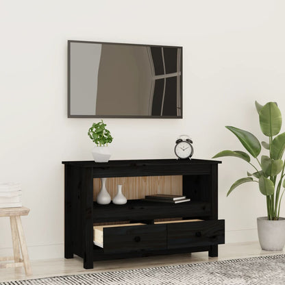 TV-skab Sort 79x35x52 cm Massiv Fyr