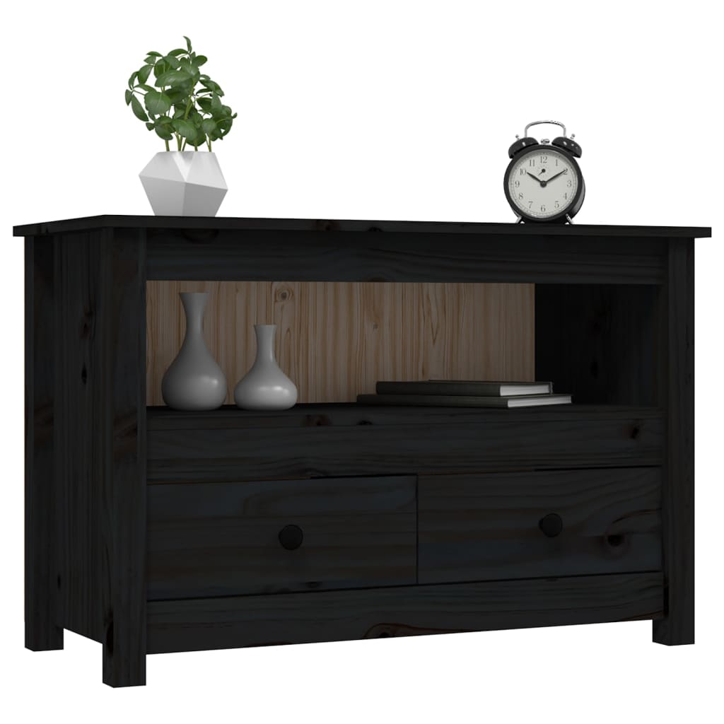 TV-skab Sort 79x35x52 cm Massiv Fyr