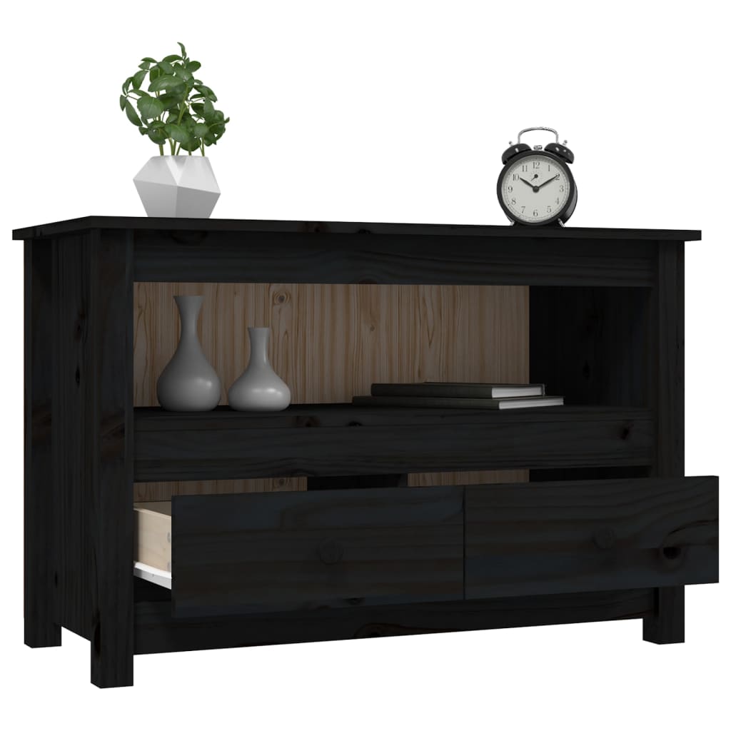TV-skab Sort 79x35x52 cm Massiv Fyr