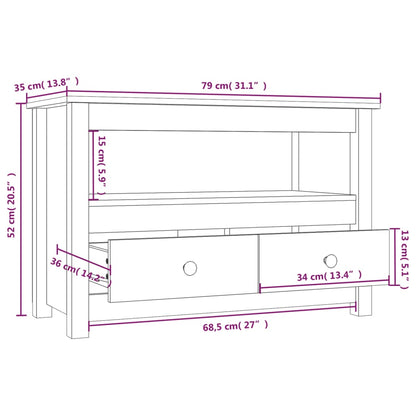 TV-skab Sort 79x35x52 cm Massiv Fyr