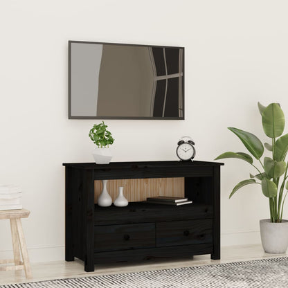 TV-skab Sort 79x35x52 cm Massiv Fyr