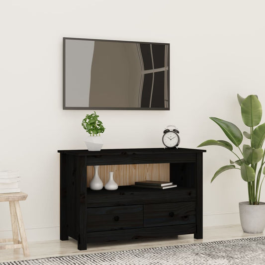 TV-skab Sort 79x35x52 cm Massiv Fyr
