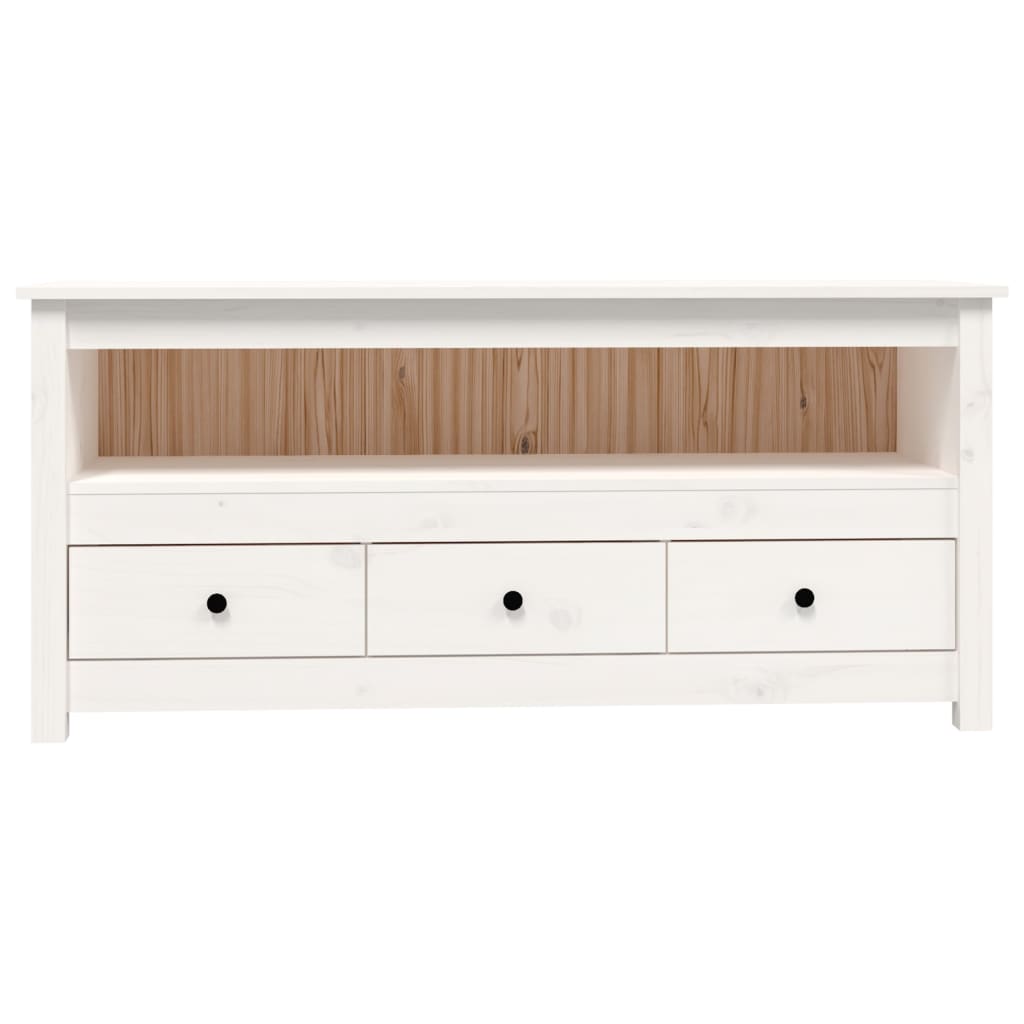 TV-Schrank Weiß 114x35x52 cm Massivholz Kiefer