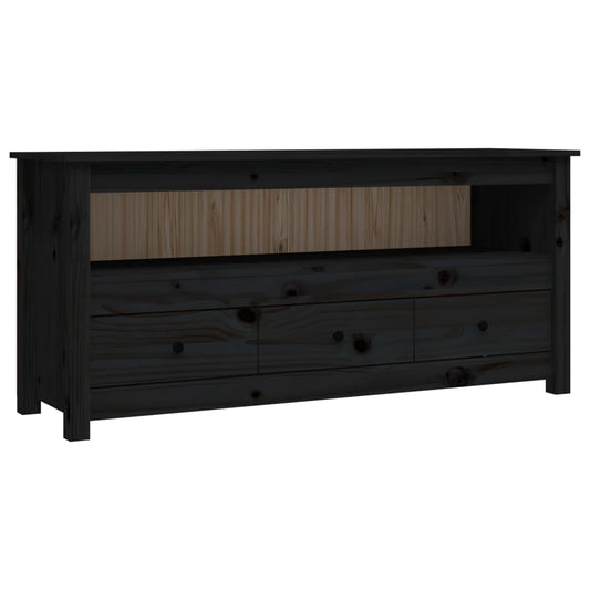 TV-skab Sort 114x35x52 cm Massiv Fyr
