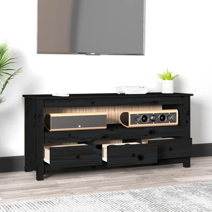 TV-skab Sort 114x35x52 cm Massiv Fyr