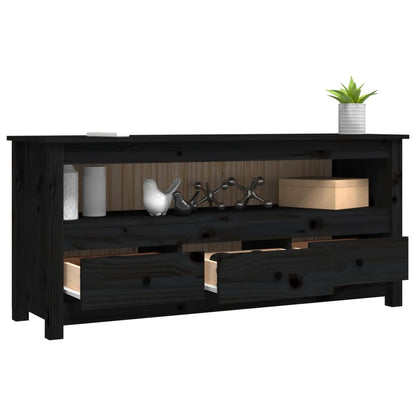 TV-skab Sort 114x35x52 cm Massiv Fyr
