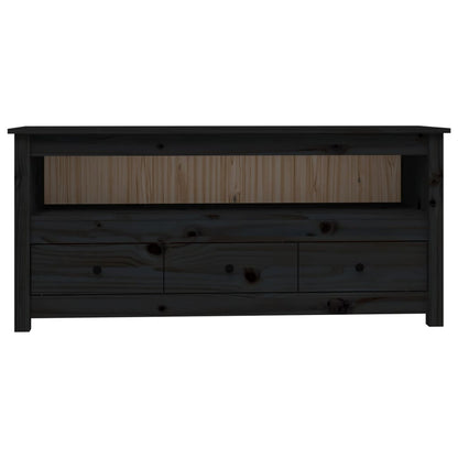 TV-skab Sort 114x35x52 cm Massiv Fyr