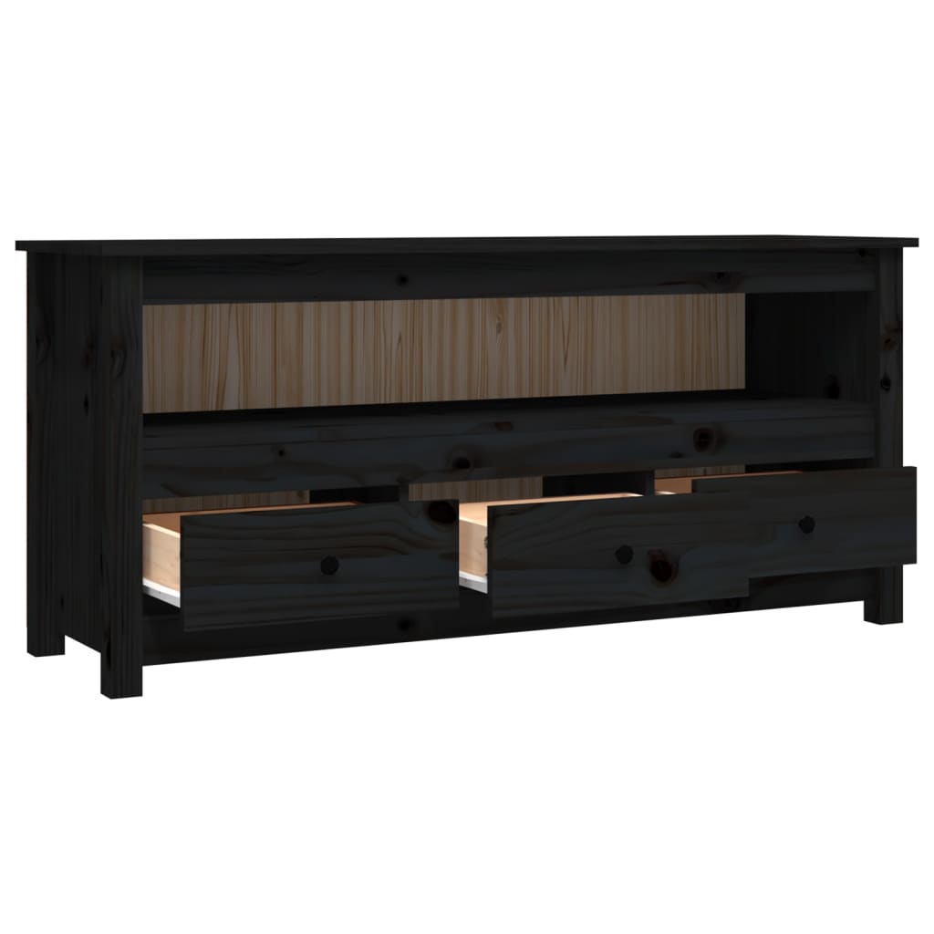 TV-skab Sort 114x35x52 cm Massiv Fyr