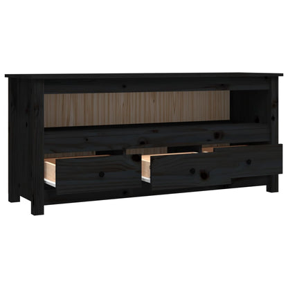 TV-skab Sort 114x35x52 cm Massiv Fyr