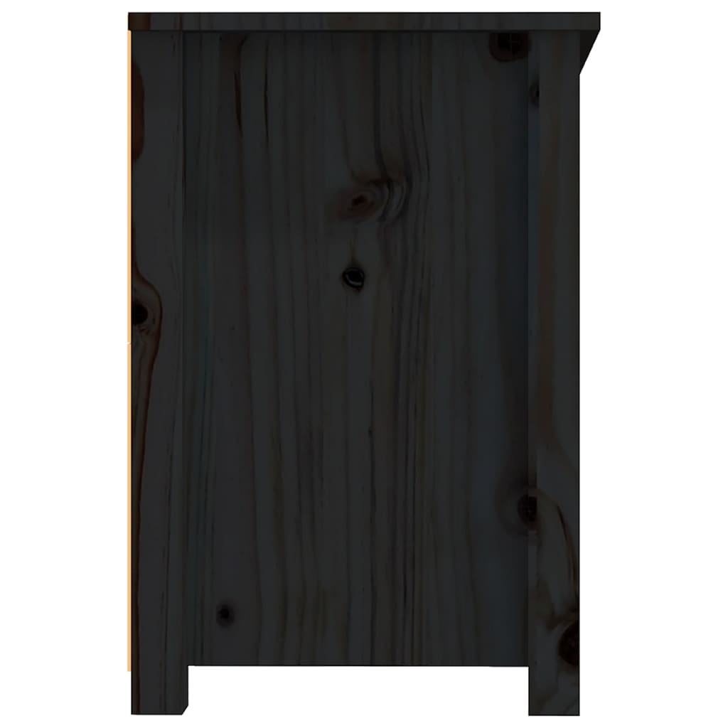 TV-skab Sort 114x35x52 cm Massiv Fyr