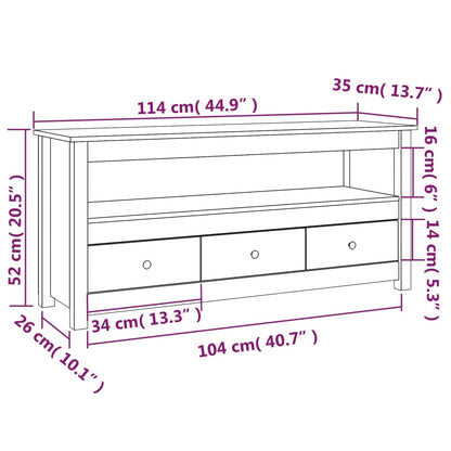 TV-skab Sort 114x35x52 cm Massiv Fyr