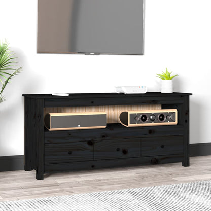 TV-skab Sort 114x35x52 cm Massiv Fyr