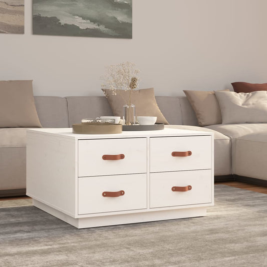 Sofabord Hvid 80x80x45 cm Massiv Fyr