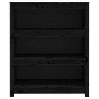 Bücherregal Schwarz 80x35x97 cm Massivholz Kiefer