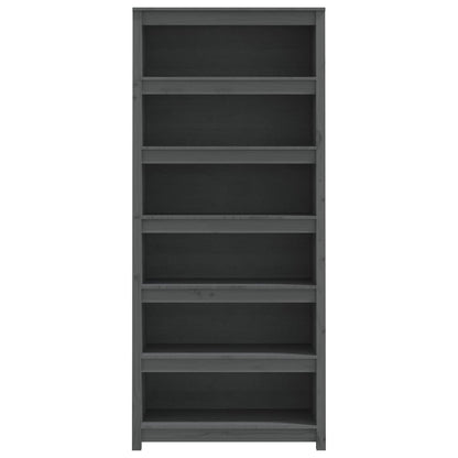 Bücherregal Grau 80x35x183 cm Massivholz Kiefer