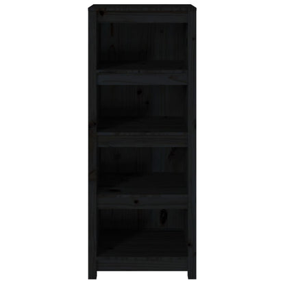 Bücherregal Schwarz 50x35x125,5 cm Massivholz Kiefer