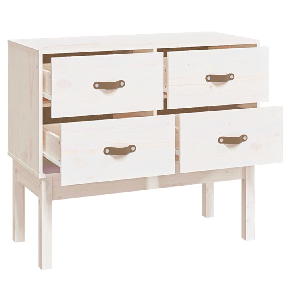 Konsolenschrank Weiß 90x40x78 cm Massivholz Kiefer
