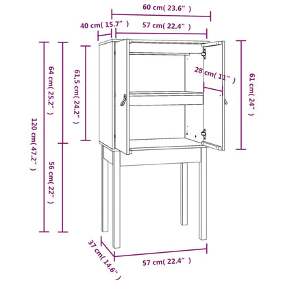 Highboard Weiß 60x40x120 cm Massivholz Kiefer