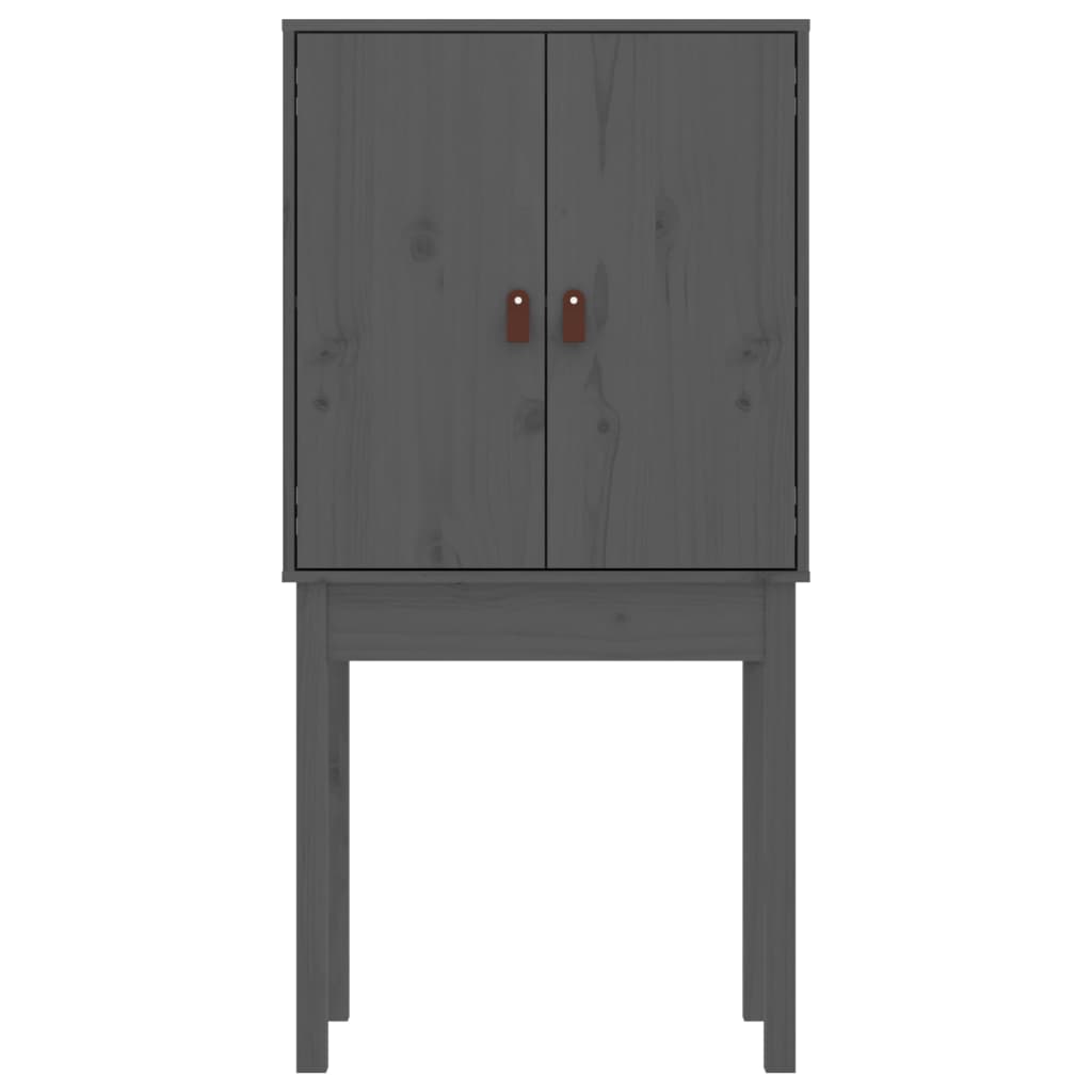 Highboard Grau 60x40x120 cm Massivholz Kiefer