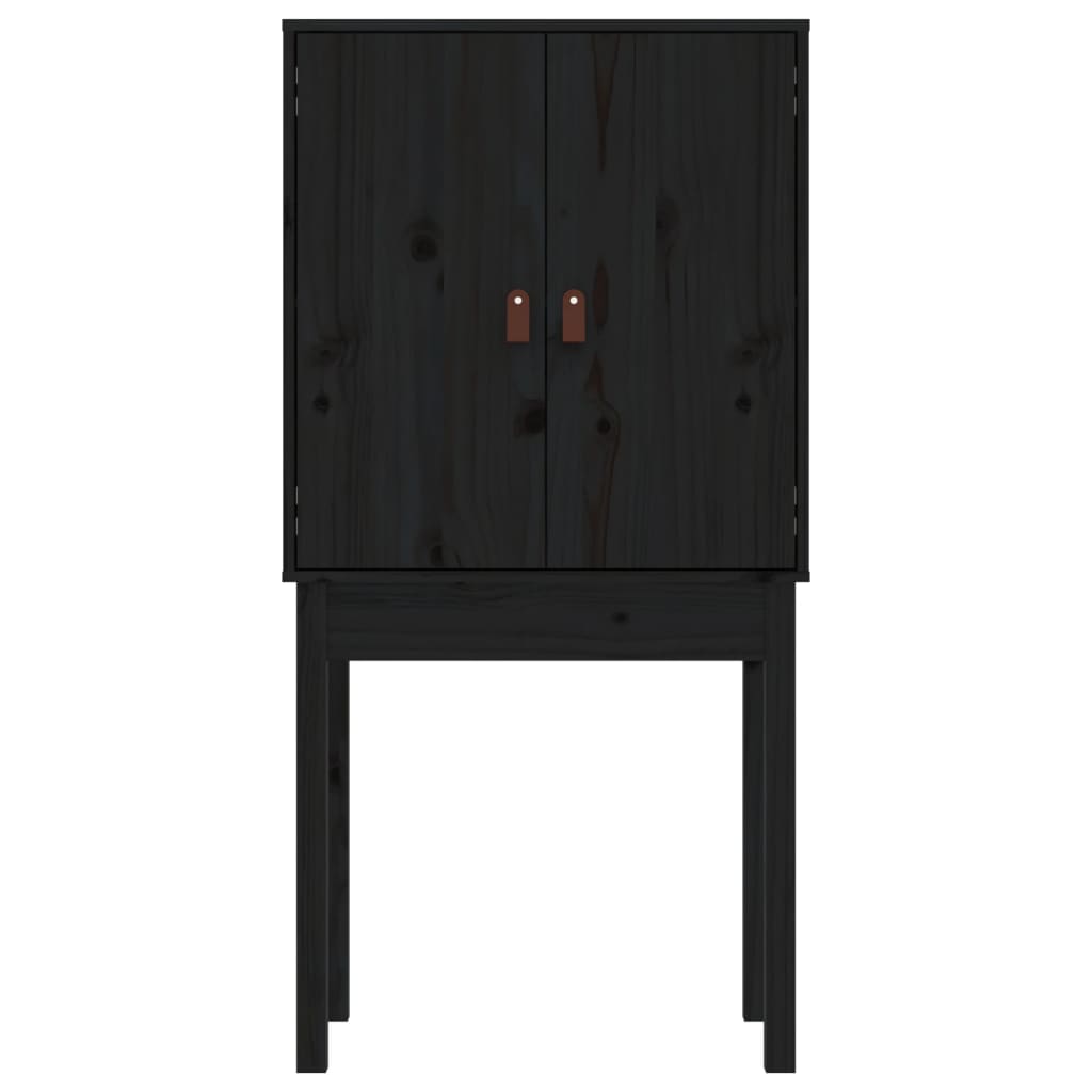 Highboard Schwarz 60x40x120 cm Massivholz Kiefer