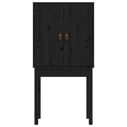 Highboard Schwarz 60x40x120 cm Massivholz Kiefer