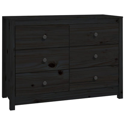 Beistellschrank Schwarz 100x40x72 cm Massivholz Kiefer