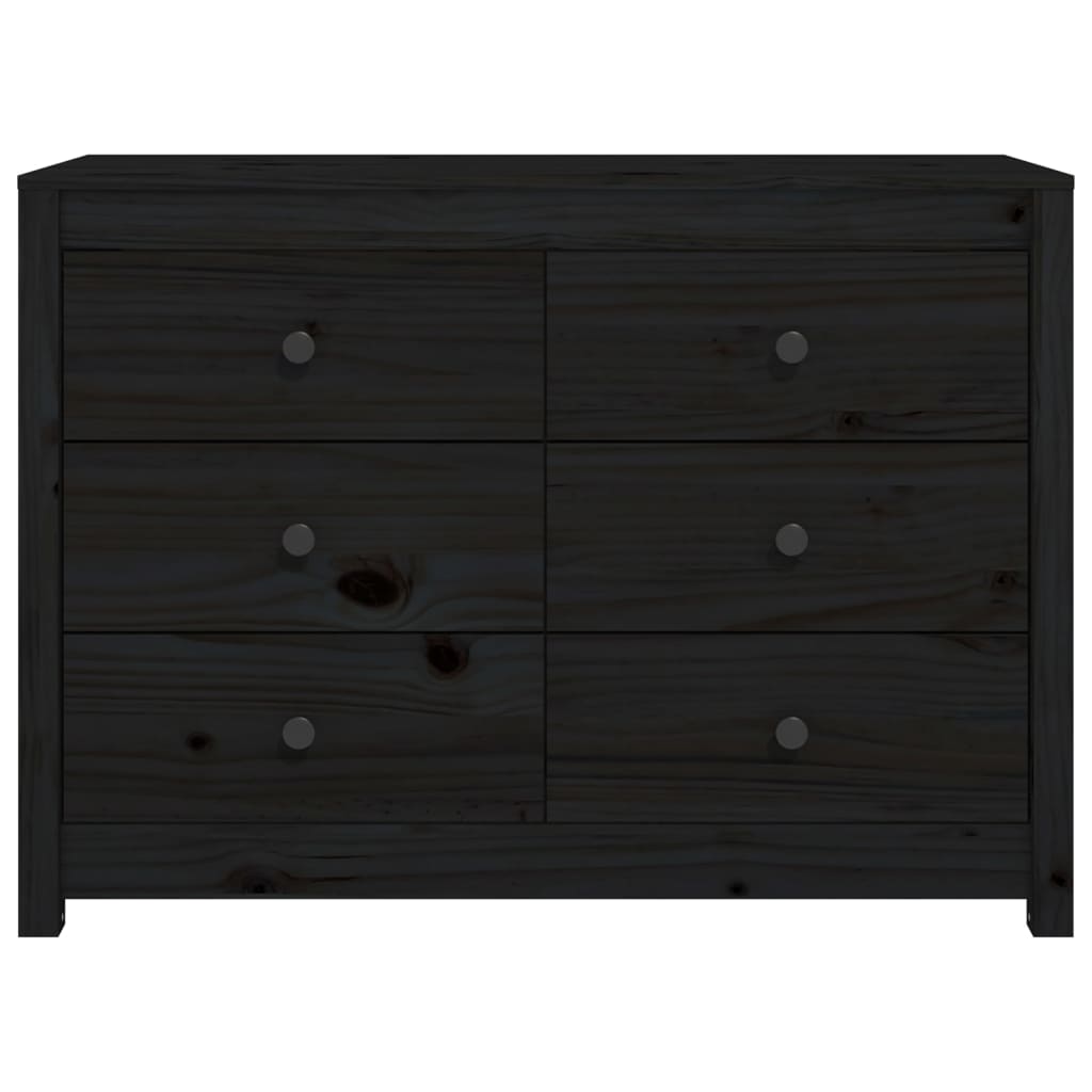 Beistellschrank Schwarz 100x40x72 cm Massivholz Kiefer