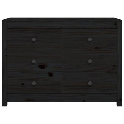 Beistellschrank Schwarz 100x40x72 cm Massivholz Kiefer