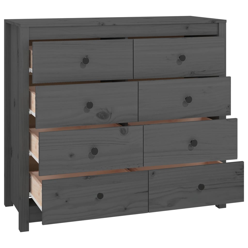 Beistellschrank Grau 100x40x90 cm Massivholz Kiefer
