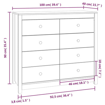 Beistellschrank Honigbraun 100x40x90 cm Massivholz Kiefer