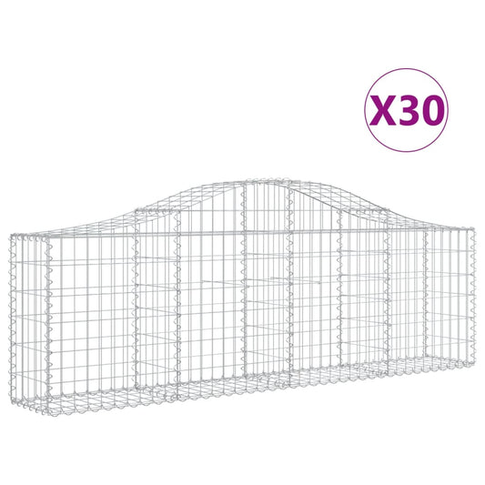 Gabionen mit Hochbogen 30 Stk. 200x30x60/80 cm Verzinktes Eisen
