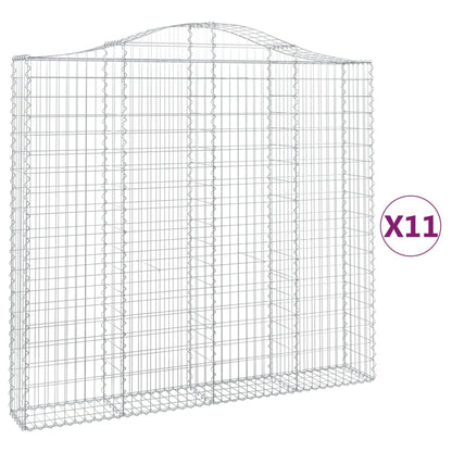 Gabionen mit Hochbogen 11 Stk 200x30x180/200cm Verzinktes Eisen