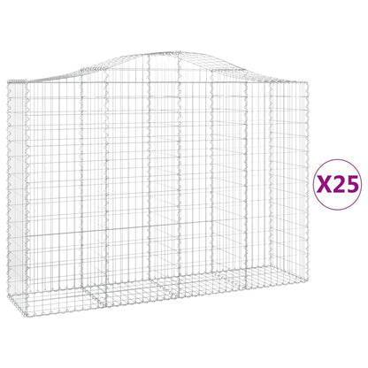 Gabionen mit Hochbogen 25Stk. 200x50x140/160cm Verzinktes Eisen