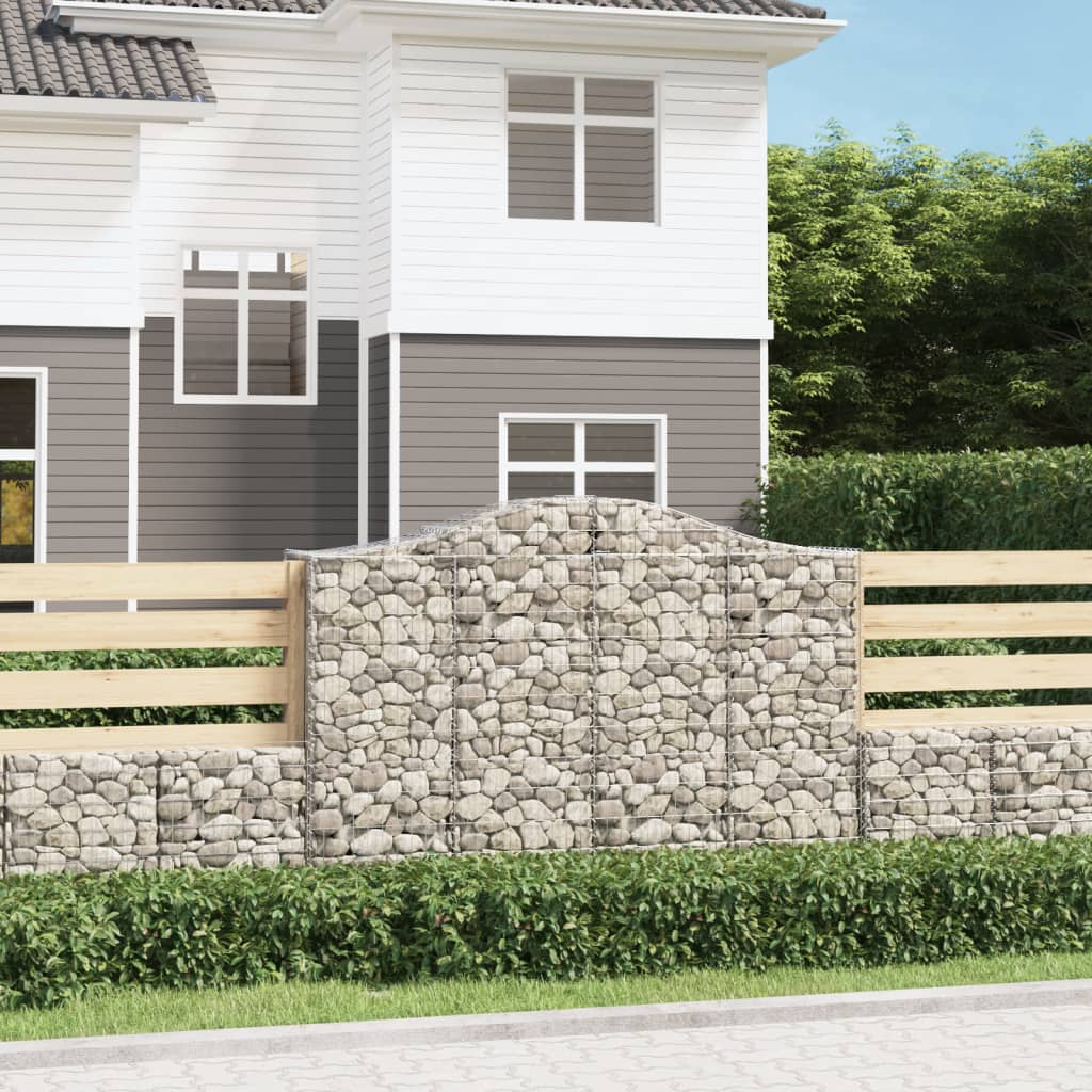 Gabionen mit Hochbogen 30Stk. 200x50x140/160cm Verzinktes Eisen