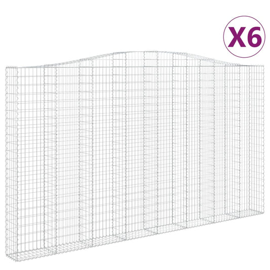 Gabionen mit Hochbogen 6 Stk. 400x30x220/240cm Verzinktes Eisen