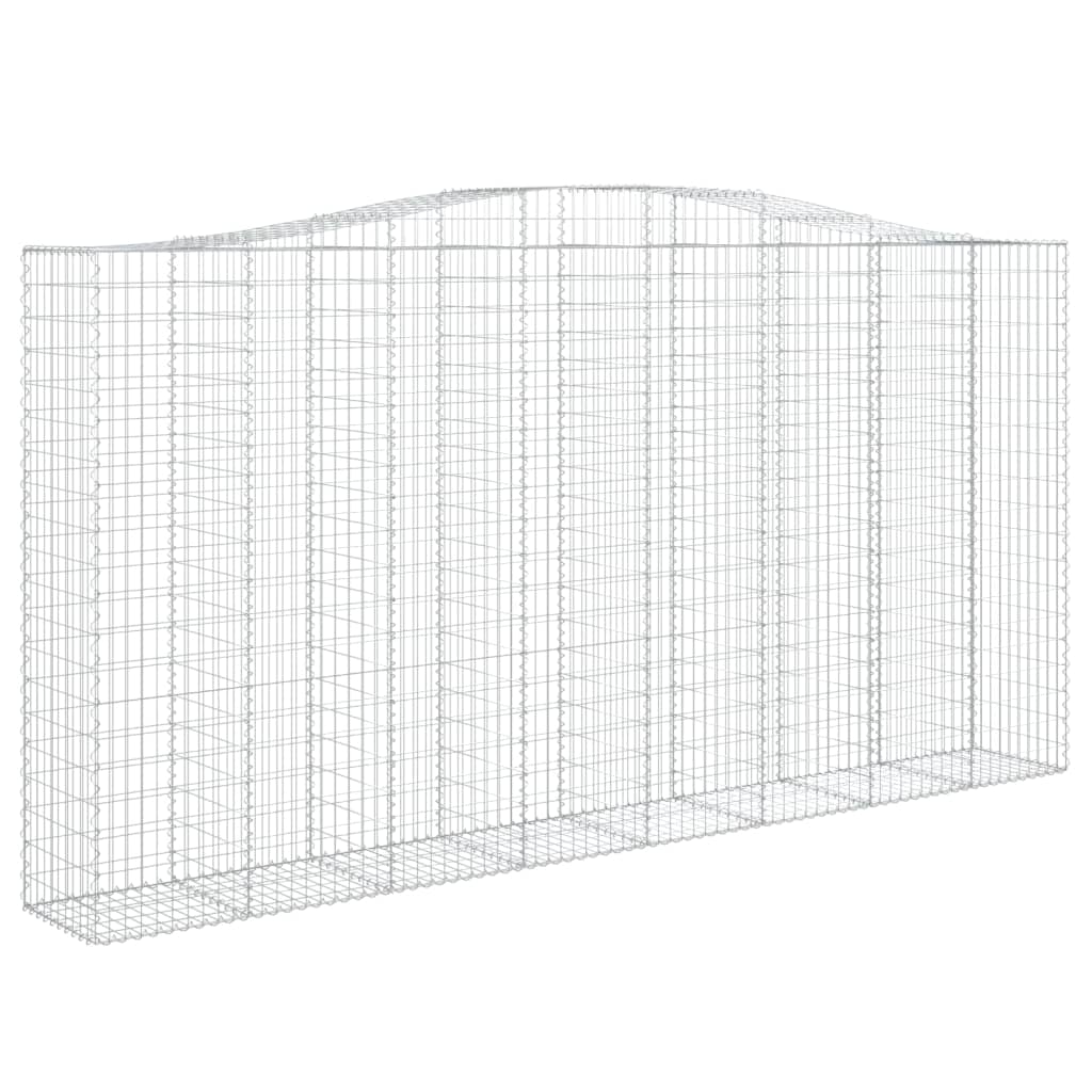 Gabionen mit Hochbogen 10Stk. 400x50x200/220cm Verzinktes Eisen