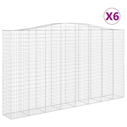 Gabionen mit Hochbogen 6 Stk. 400x50x220/240cm Verzinktes Eisen