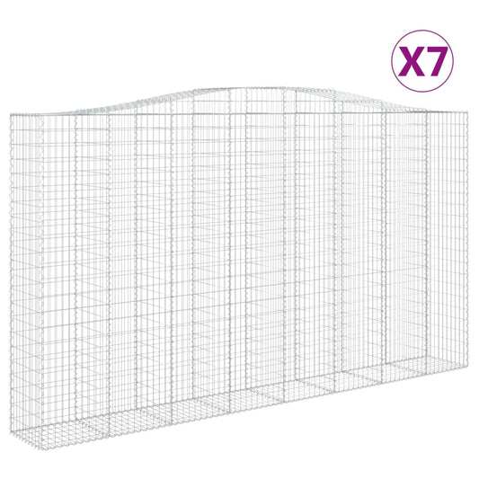 Gabionen mit Hochbogen 7 Stk. 400x50x220/240cm Verzinktes Eisen