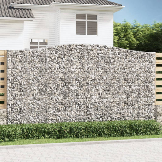 Gabionen mit Hochbogen 7 Stk. 400x50x220/240cm Verzinktes Eisen