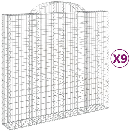 Gabionen mit Hochbogen 9 Stk. 200x50x180/200cm Verzinktes Eisen