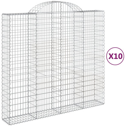 Gabionen mit Hochbogen 10Stk. 200x50x180/200cm Verzinktes Eisen