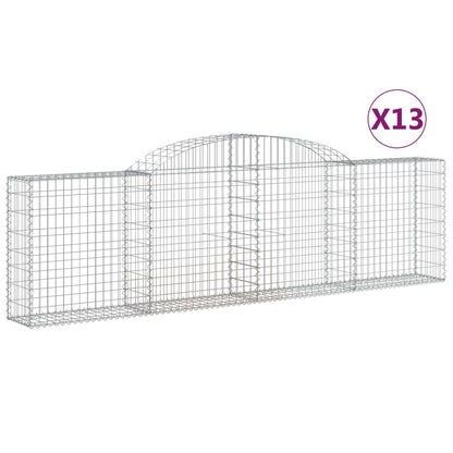 Gabionen mit Hochbogen 13 Stk. 300x30x80/100cm Verzinktes Eisen