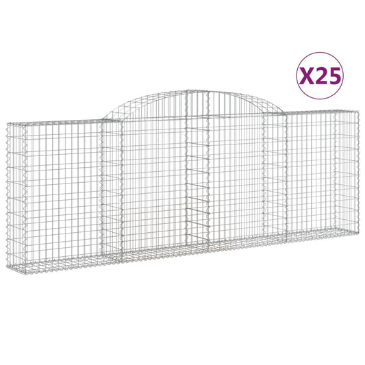 Gabionen mit Hochbogen 25 Stk 300x30x100/120cm Verzinktes Eisen