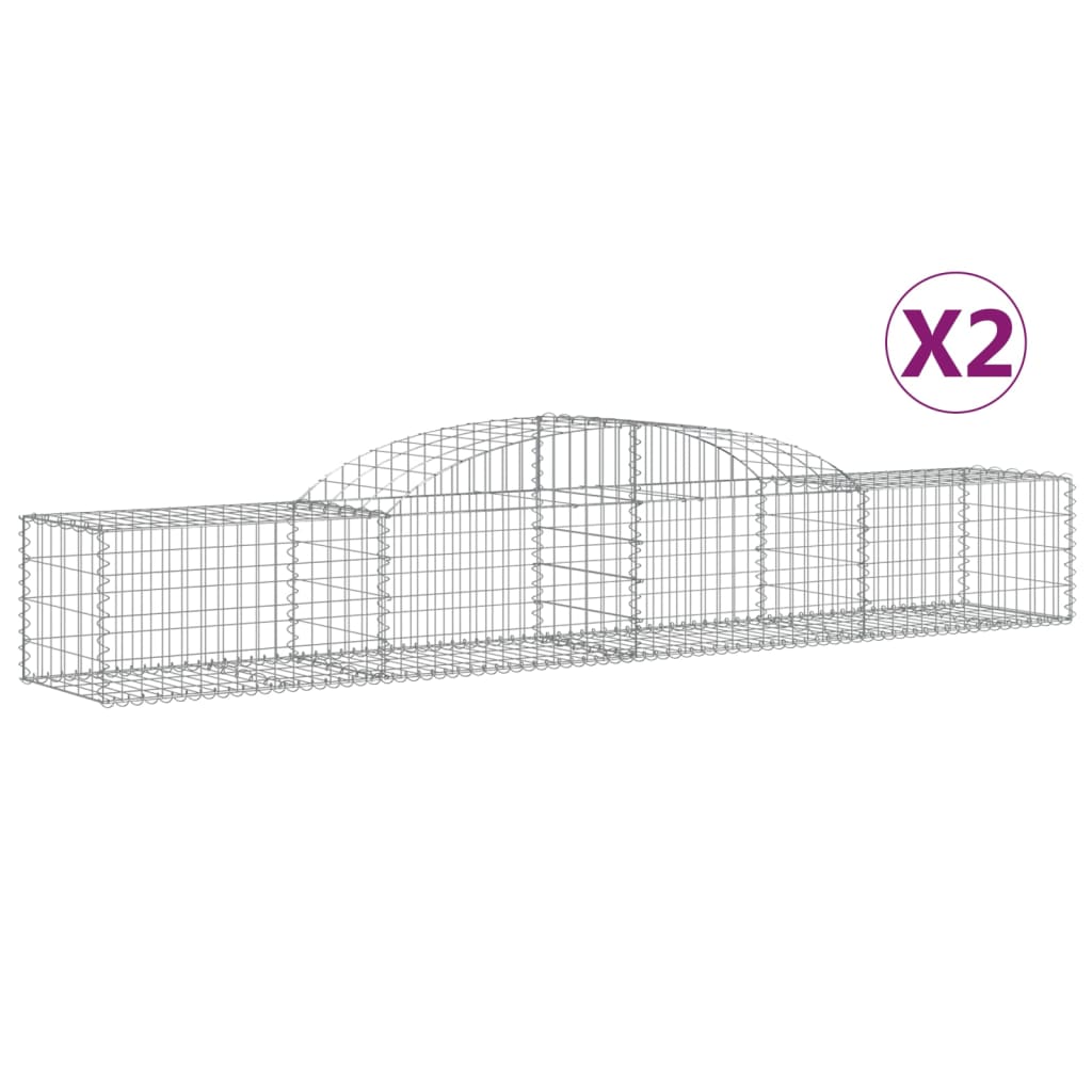 Gabionen mit Hochbogen 2 Stk. 300x50x40/60 cm Verzinktes Eisen