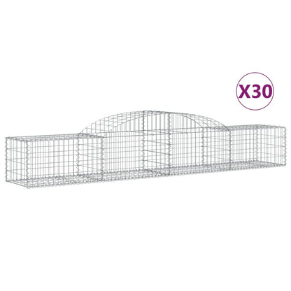 Gabionen mit Hochbogen 30 Stk. 300x50x40/60 cm Verzinktes Eisen
