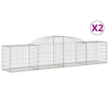 Gabionen mit Hochbogen 2 Stk. 300x50x60/80 cm Verzinktes Eisen