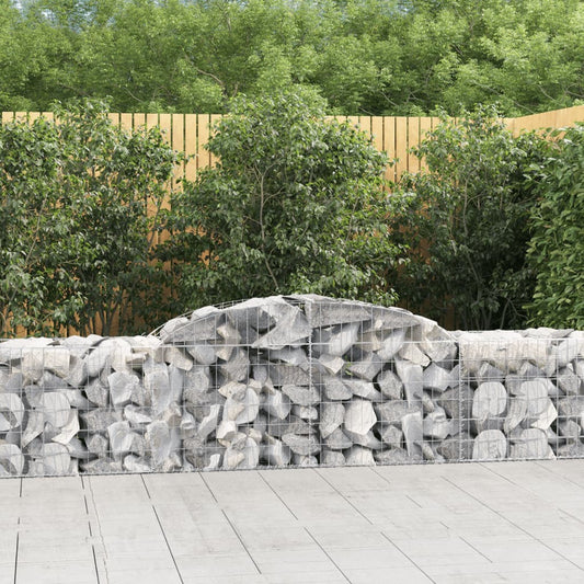 Gabionen mit Hochbogen 12 Stk. 300x50x60/80 cm Verzinktes Eisen