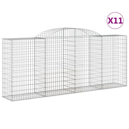 Gabionen mit Hochbogen 11 Stk 300x50x120/140cm Verzinktes Eisen