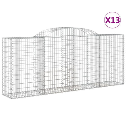 Gabionen mit Hochbogen 13 Stk 300x50x120/140cm Verzinktes Eisen
